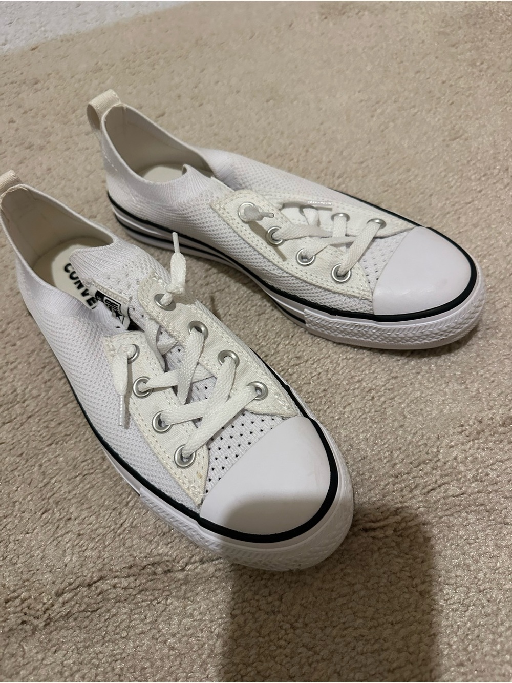 Converse White Low-Top Slip-On Knit Lace Sneaker